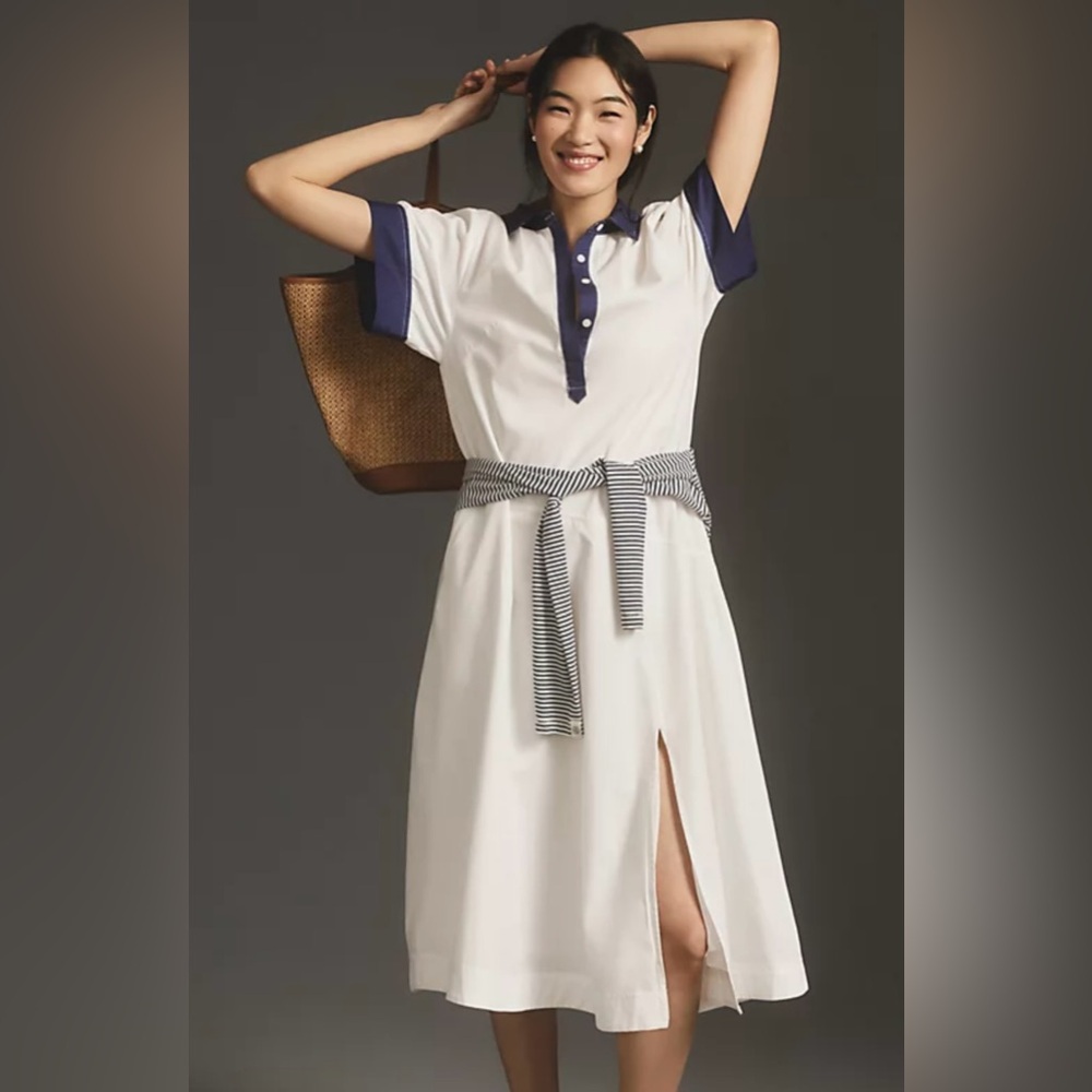 Maeve Short-Sleeve Midi Shirt Dress